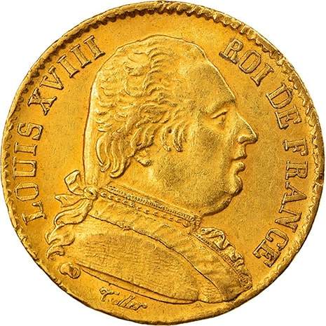 20 Francs Or Louis XVIII 1814 et 1815