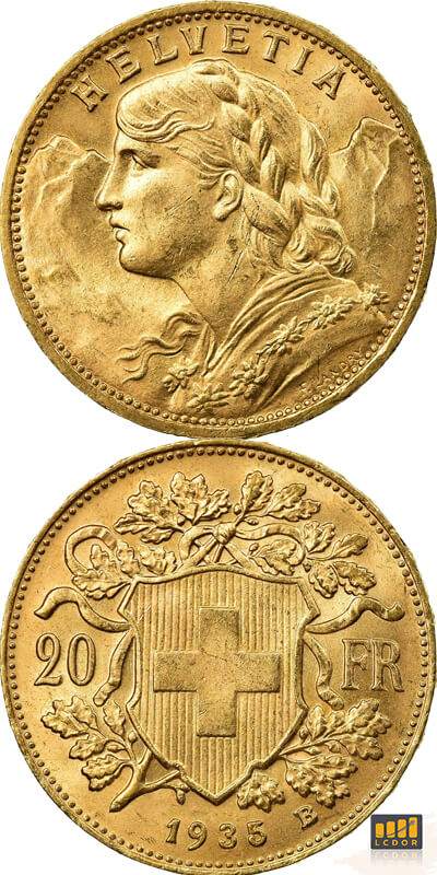Vreneli Or 20 Francs - Les pièces d'Or Suisse -LCDOR