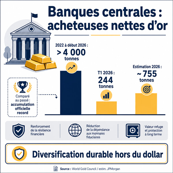 Des banques centrales devenues acheteuses nettes. d'or