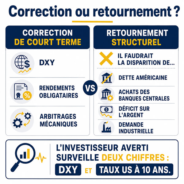 Or et Argent : ne pas confondre correction et retournement